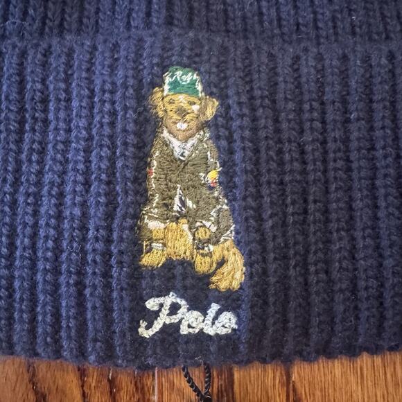 Polo Ralph Lauren Beanie Embroidered Logo Golden Retriever Dog Blue PC1382 NWT - Picture 3 of 13
